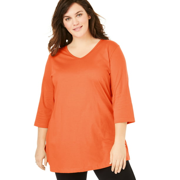Womens Orange Cut Out in the Front Top 7046 Sz 4XL 